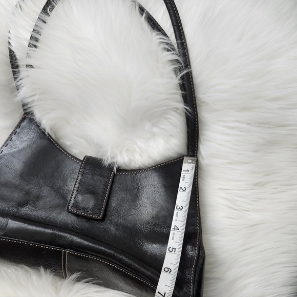 FOSSIL Black Leather Shoulder Bag Purse - Picture 7 of 14